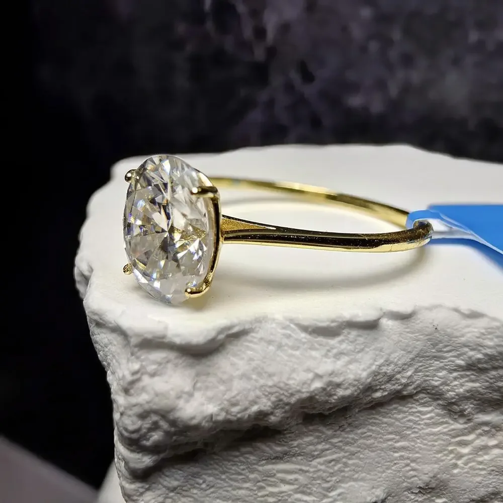 1.5 CTW Oval Moissanite Solitaire Ring in Gold Plated Sterling Silver - Size...